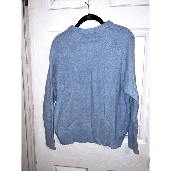 360CASHMERE 100% Soft Cashmere Blue Relaxed Fit V Neck Pullover Sweater - Picture 7 of 10